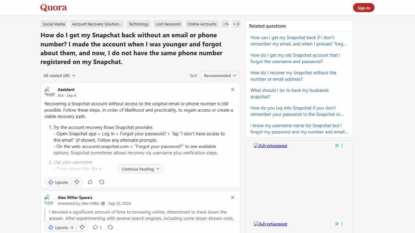 How to get my Snapchat back without an email or phone number - Quora